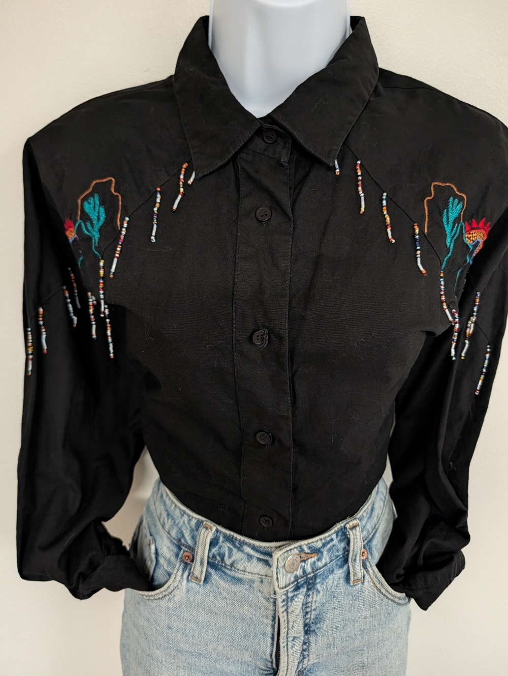 Throwback Women's Western Shirt With Beaded Fringe